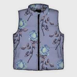 Мужской жилет Голубые розы, цвет: 3D-светло-серый