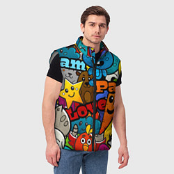 Мужской жилет LOVE PEACE PARTY Z, цвет: 3D-светло-серый — фото 2