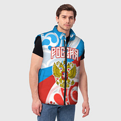 Мужской жилет Россия! Герб, цвет: 3D-черный — фото 2