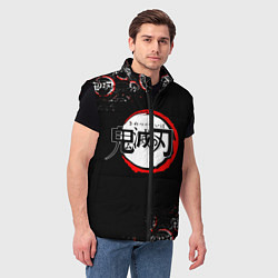Мужской жилет КЛИНОК РАССЕКАЮЩИЙ ДЕМОНОВ БРЫЗГИ КРАСОК, цвет: 3D-черный — фото 2