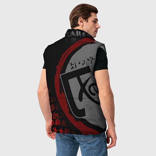 Мужской жилет КЛИНОК РАССЕКАЮЩИЙ ДЕМОНОВ ИЕРОГЛИФЫ ЛОГО / 3D-Светло-серый – фото 4