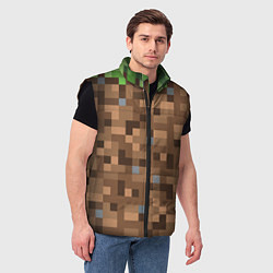 Мужской жилет ЗЕМЛЯ DIRT MINECRAFT, цвет: 3D-черный — фото 2