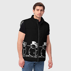 Мужской жилет Снеговик на черном фоне, цвет: 3D-светло-серый — фото 2