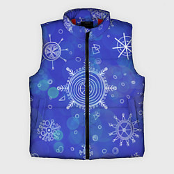 Мужской жилет Белые простые снежинки на синем фоне, цвет: 3D-красный