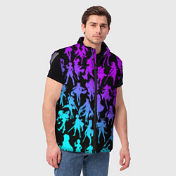 Мужской жилет GENSHI IMPACT HEROES NEON НЕОНОВЫЙ УЗОР, цвет: 3D-светло-серый — фото 2