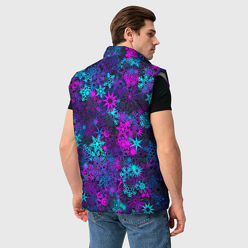 Мужской жилет Неоновые снежинки / 3D-Светло-серый – фото 4