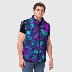 Мужской жилет Неоновые снежинки, цвет: 3D-светло-серый — фото 2