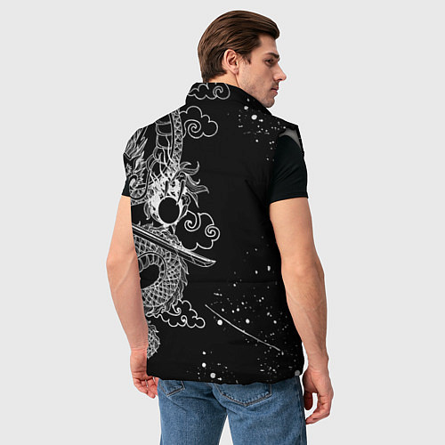 Мужской жилет БЕЛЫЙ ДРАКОН ЯПОНИЯ WHITE DRAGON / 3D-Светло-серый – фото 4