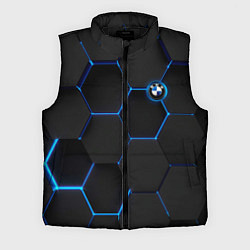 Мужской жилет BMW blue neon theme, цвет: 3D-черный