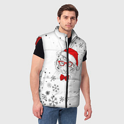 Мужской жилет Новогодний тигр летящие снежинки, цвет: 3D-красный — фото 2