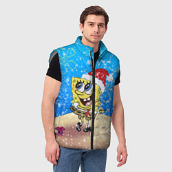 Мужской жилет НОВОГОДНИЙ ГУБКА БОБ КВАДРАТНЫЕ ШТАНЫ, цвет: 3D-светло-серый — фото 2