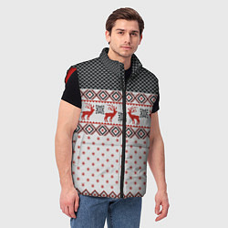 Мужской жилет НОВОГОДНИЙ УЗОР, цвет: 3D-красный — фото 2