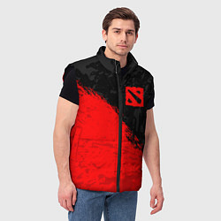 Мужской жилет DOTA 2 RED LOGO, БРЫЗГИ КРАСОК, цвет: 3D-черный — фото 2
