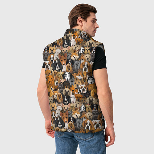 Мужской жилет Собаки Разные Породы / 3D-Светло-серый – фото 4