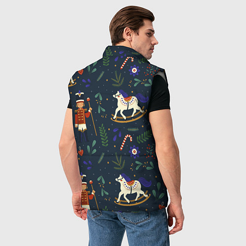 Мужской жилет Щелкунчик паттерн с лошадкой / 3D-Светло-серый – фото 4