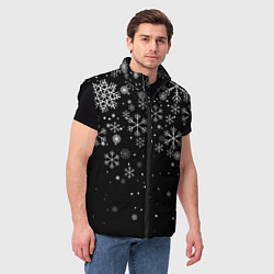 Мужской жилет Снежинки - С Новый год, цвет: 3D-черный — фото 2