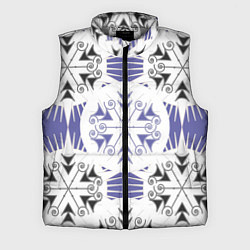 Мужской жилет Острый белые снежинки на сиреневом фоне, цвет: 3D-светло-серый