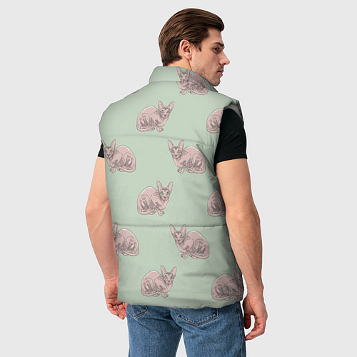 Мужской жилет Сфинкс коты паттерн / 3D-Светло-серый – фото 4