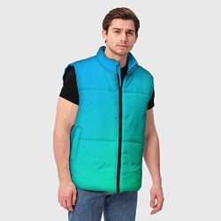 Мужской жилет Бирюзовый градиент В небольшую клеточку, цвет: 3D-черный — фото 2