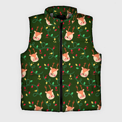 Мужской жилет НОВОГОДНИЙ ОЛЕНЬ GREEN, цвет: 3D-светло-серый