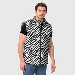 Мужской жилет Чёрно-Белые полоски Зебры, цвет: 3D-светло-серый — фото 2