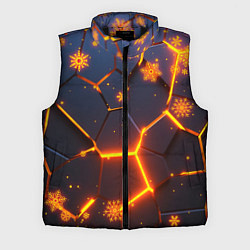 Мужской жилет НОВОГОДНИЕ ОГНЕННЫЕ 3D ПЛИТЫ FIRE NEON HEXAGON