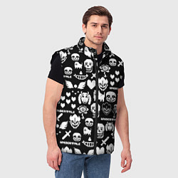 Мужской жилет UNDERTALE PATTERN БЕЛЫЙ, цвет: 3D-черный — фото 2
