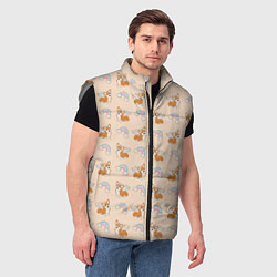Мужской жилет Корги - единороги паттерн, цвет: 3D-светло-серый — фото 2
