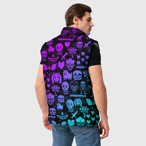Мужской жилет UNDERTALE NEON PATTERN УЗОР / 3D-Светло-серый – фото 4