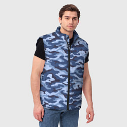 Мужской жилет Синий Камуфляж Camouflage, цвет: 3D-черный — фото 2