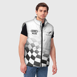 Мужской жилет Audi Quattro, Ауди Кватро, Финишный флаг, цвет: 3D-светло-серый — фото 2