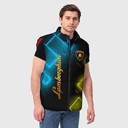 Мужской жилет Lamborghini - Неоновые фигуры, цвет: 3D-красный — фото 2