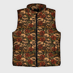 Мужской жилет Черепа с оружием и розами