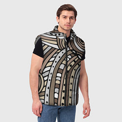 Мужской жилет Абстрактный геометрический рисунок от руки Волны,, цвет: 3D-светло-серый — фото 2