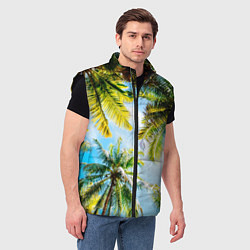 Мужской жилет Пальмы под солнцем, цвет: 3D-черный — фото 2