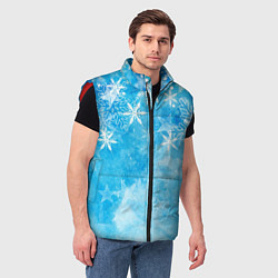 Мужской жилет Новогодние снежинки, цвет: 3D-красный — фото 2