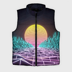 Мужской жилет Vaporwave Закат солнца в горах Neon, цвет: 3D-черный