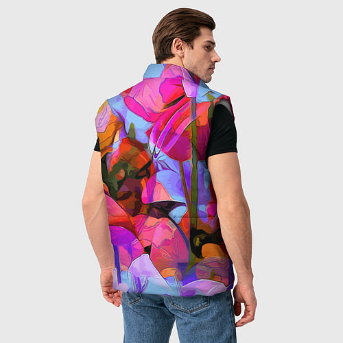 Мужской жилет Красочный летний цветочный паттерн Summer color pa / 3D-Светло-серый – фото 4