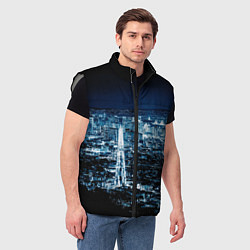 Мужской жилет Ночной город night city, цвет: 3D-светло-серый — фото 2