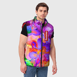 Мужской жилет Красочный цветочный паттерн Лето Colorful Floral P, цвет: 3D-красный — фото 2