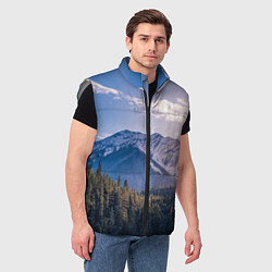 Мужской жилет Горы Лес Солнце, цвет: 3D-светло-серый — фото 2