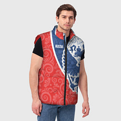 Мужской жилет ГЕРБ РОССИИ С УЗОРАМИ, цвет: 3D-красный — фото 2