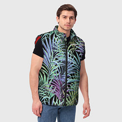 Мужской жилет Разноцветные Листья Пальм В Ночных Джунглях, цвет: 3D-красный — фото 2