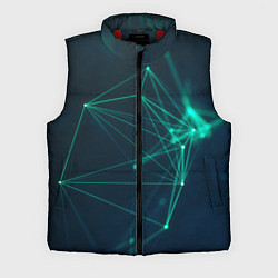Мужской жилет Зеленые абстрактные взаимосвязанные линии нейроны, цвет: 3D-красный