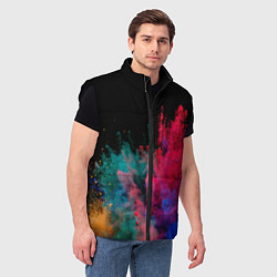 Мужской жилет Брызги сухих красок, цвет: 3D-черный — фото 2