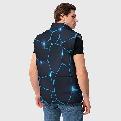 Мужской жилет Синие разломы / 3D-Светло-серый – фото 4