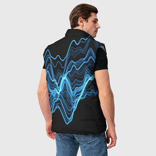 Мужской жилет Синие волны-молнии / 3D-Светло-серый – фото 4