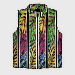 Мужской жилет Пальмовые цветные полосы, цвет: 3D-светло-серый