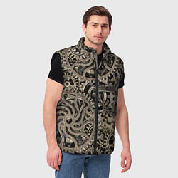 Мужской жилет Ажурный узор из металлических шестерёнок в стиле С, цвет: 3D-черный — фото 2