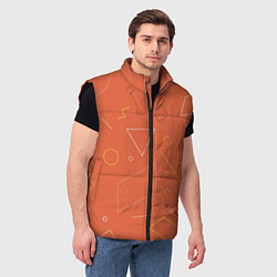 Мужской жилет Геометрические Фигуры На Оранжевом Фоне, цвет: 3D-черный — фото 2